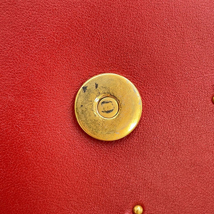 Dior Diorama Studded ChainShoulder Red Leather