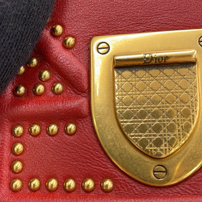 Dior Diorama Studded ChainShoulder Red Leather