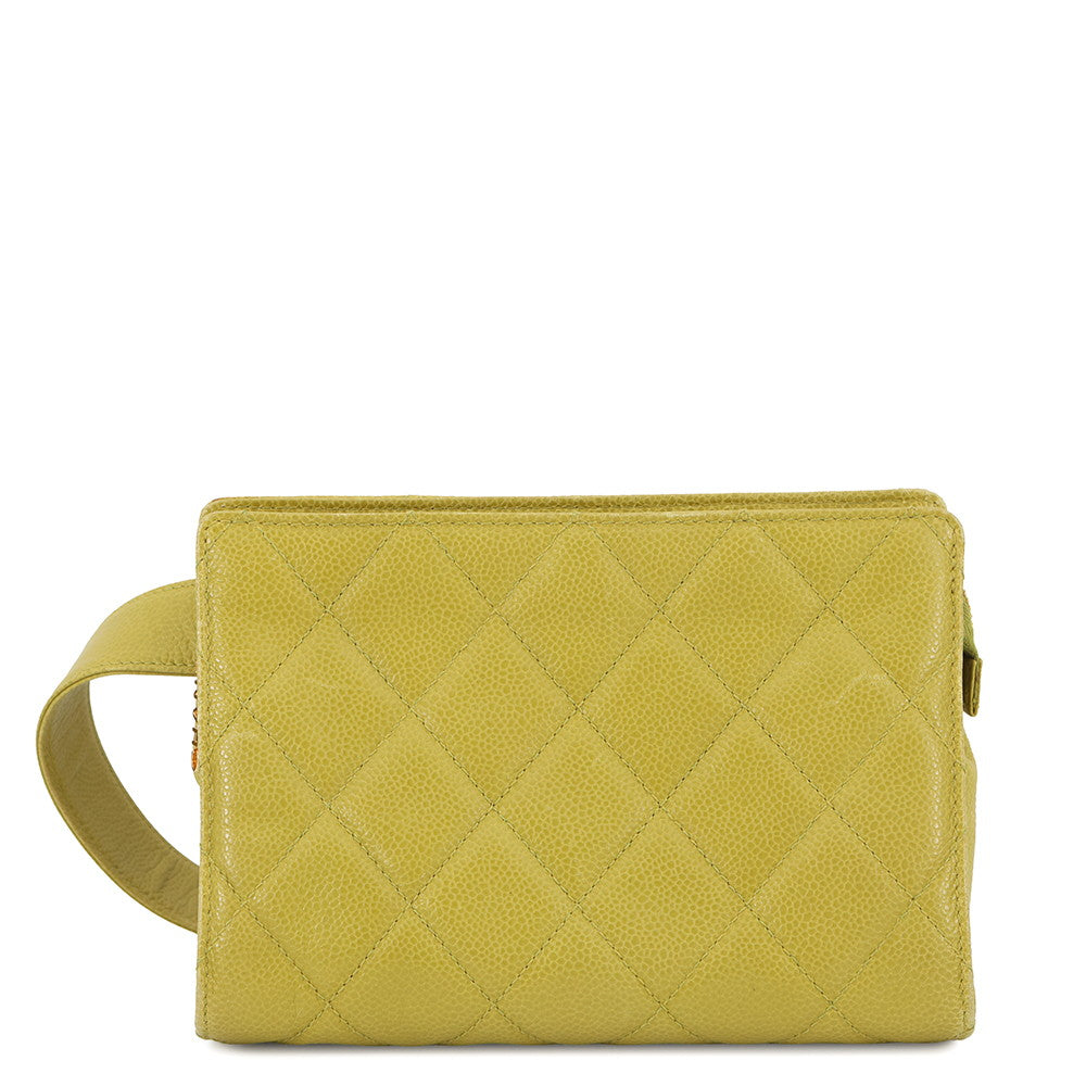 CHANEL Matelasse Waist Bag Light Green Caviar Leather