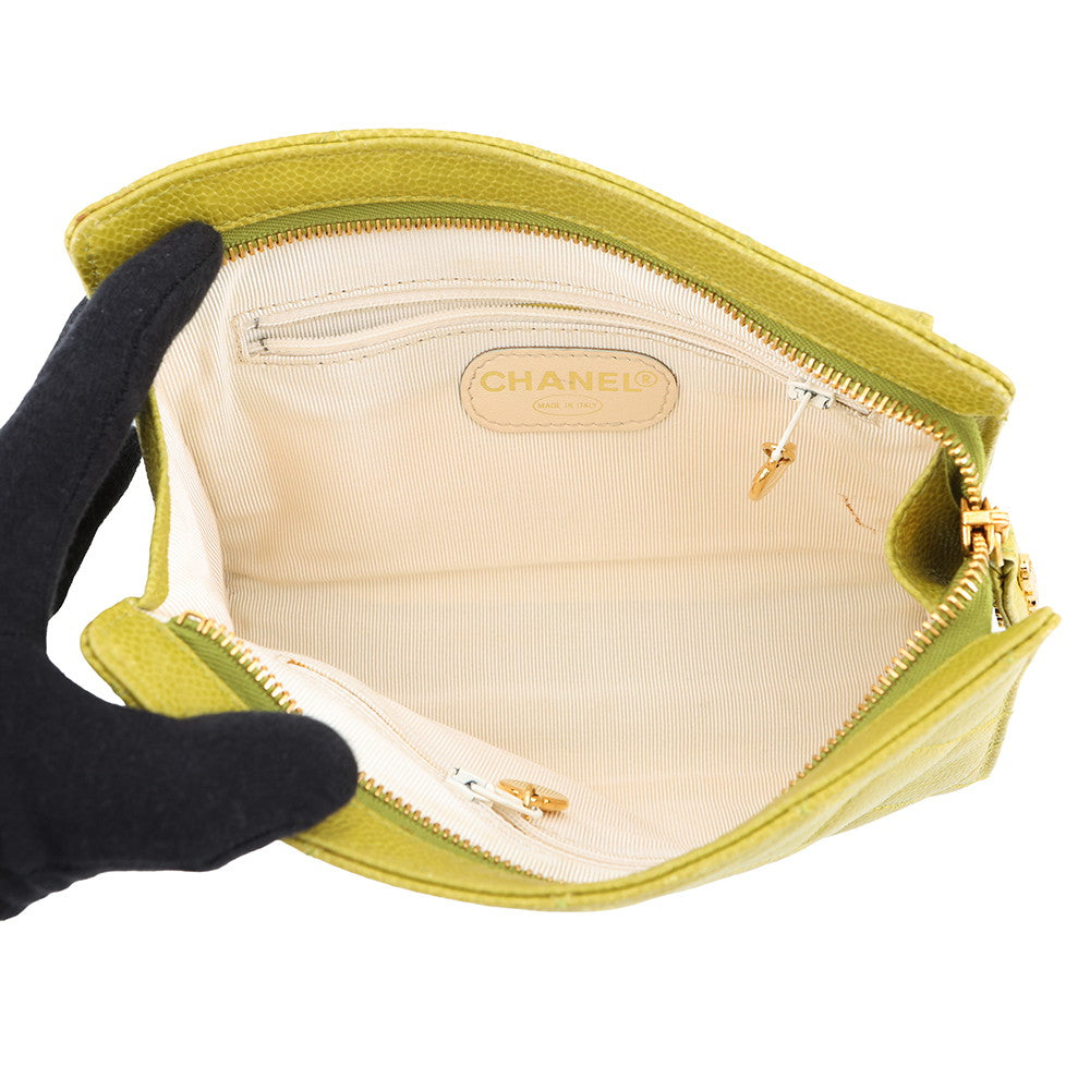 CHANEL Matelasse Waist Bag Light Green Caviar Leather