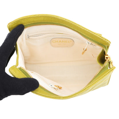 CHANEL Matelasse Waist Bag Light Green Caviar Leather