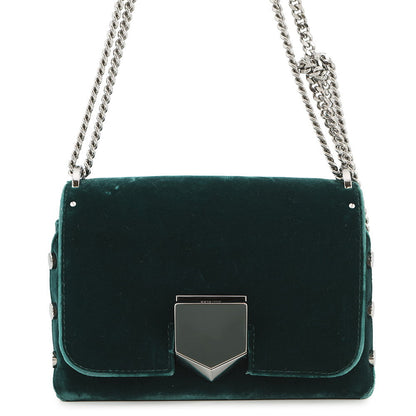 JIMMY CHOO LOCKETT PRETITE ChainShoulder Bag Green Velour