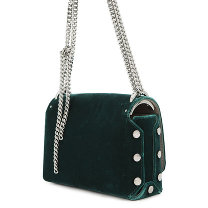 JIMMY CHOO LOCKETT PRETITE ChainShoulder Bag Green Velour