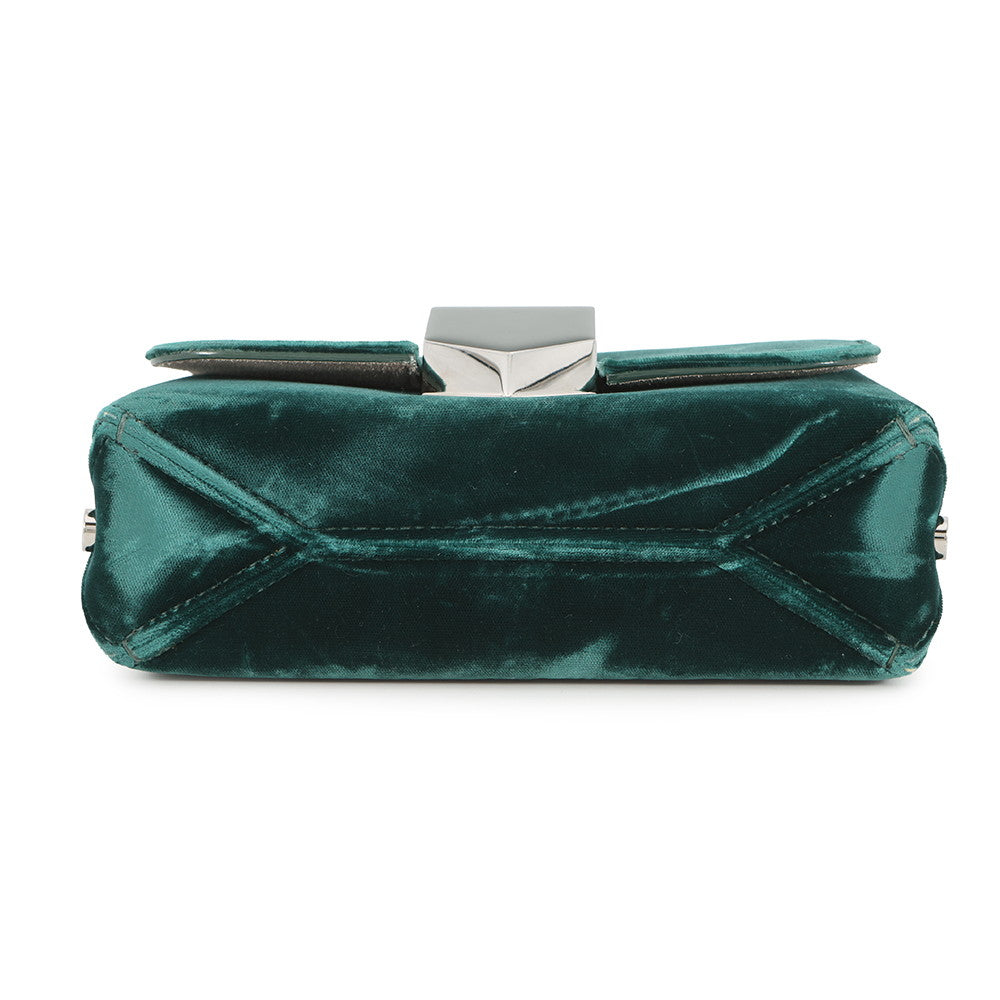 JIMMY CHOO LOCKETT PRETITE ChainShoulder Bag Green Velour