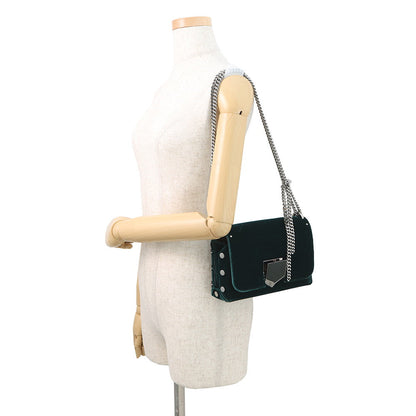 JIMMY CHOO LOCKETT PRETITE ChainShoulder Bag Green Velour