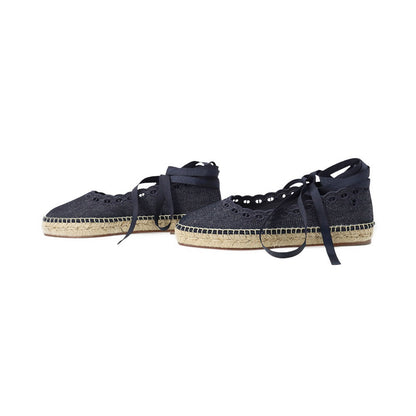 HERMES Guapa Espadrilles Chaine d'Ancre Navy Canvas Size 35