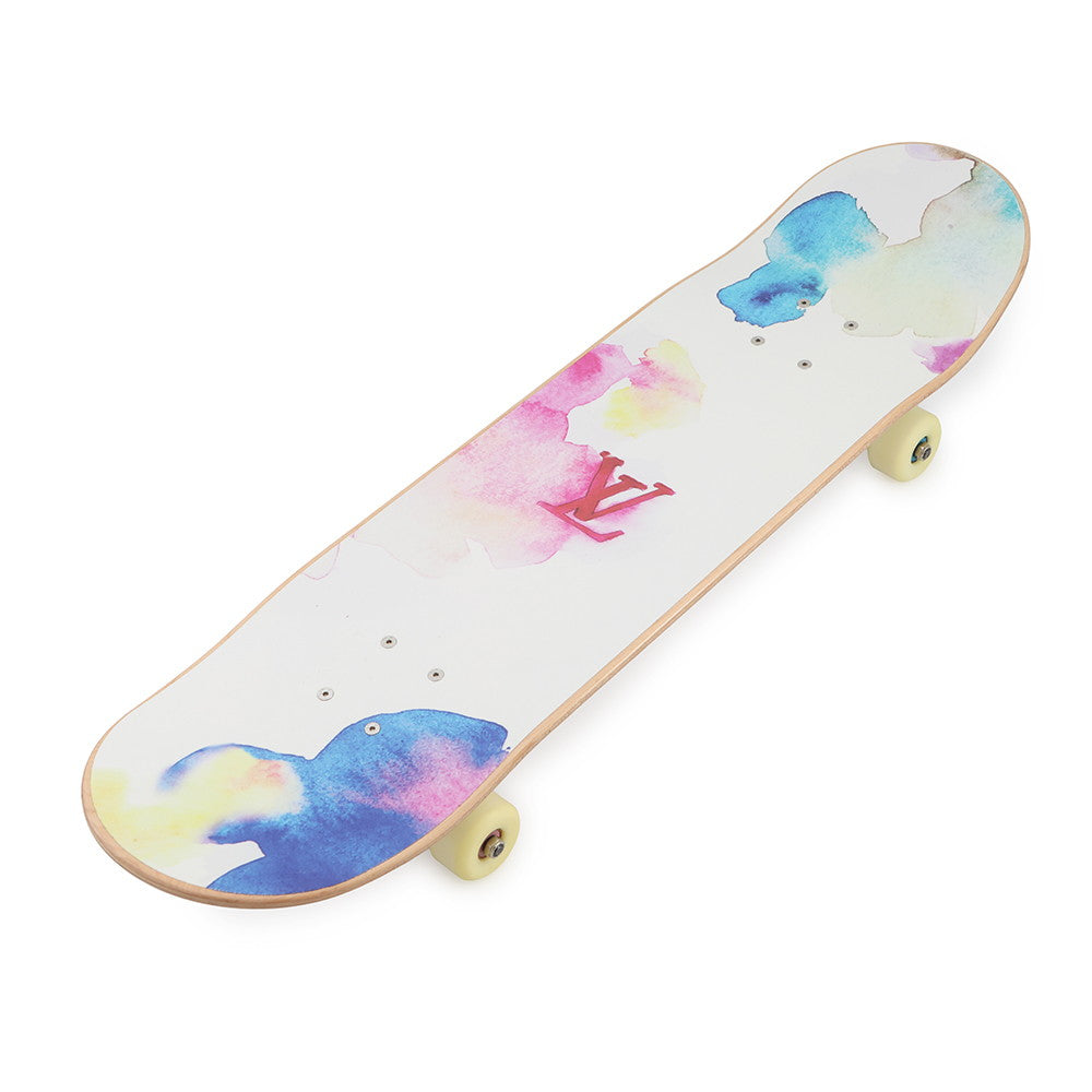 LOUIS VUITTON skateboard White/MulticolorGI0622 Wood Monogram Watercolor