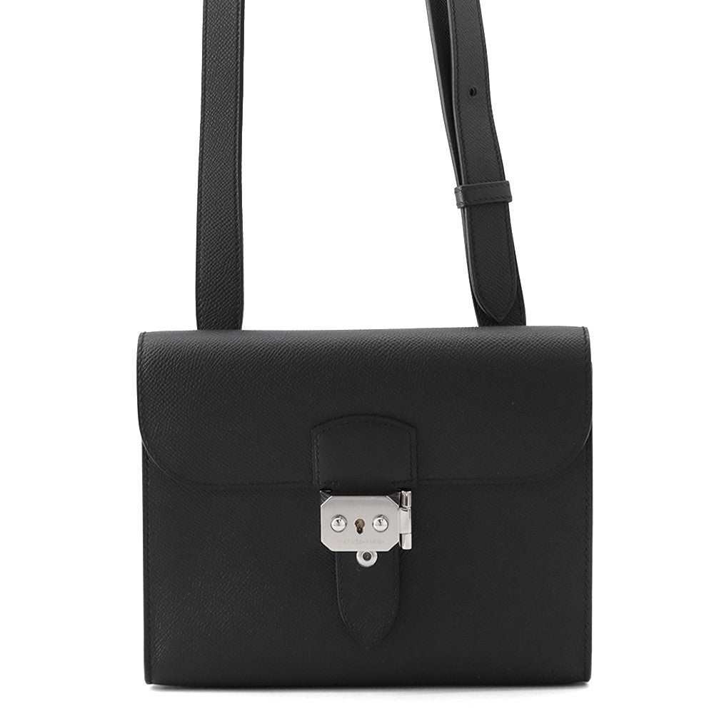 HERMES Sac A Depeches Black Epsom Size 21