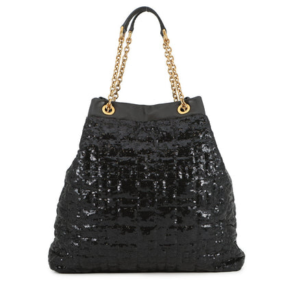 DOLCE&GABBANA ChainShoulder Tote Black Sequins Leather
