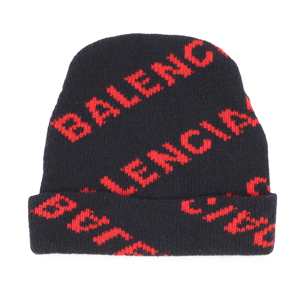 BALENCIAGA Knit cap Navy/Red Wool 95% Polyester4% Polyamide1%