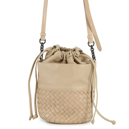 Bottega Veneta INTRECCIATO Drawstring Bag Shoulder Bag Beige Leather