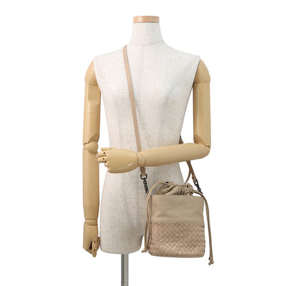 Bottega Veneta INTRECCIATO Drawstring Bag Shoulder Bag Beige Leather
