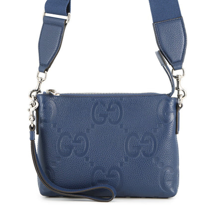 GUCCI jumbo GG messenger bag Navy761747 Leather Size Small