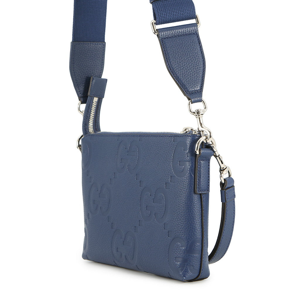GUCCI jumbo GG messenger bag Navy761747 Leather Size Small