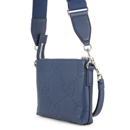 GUCCI jumbo GG messenger bag Navy761747 Leather Size Small