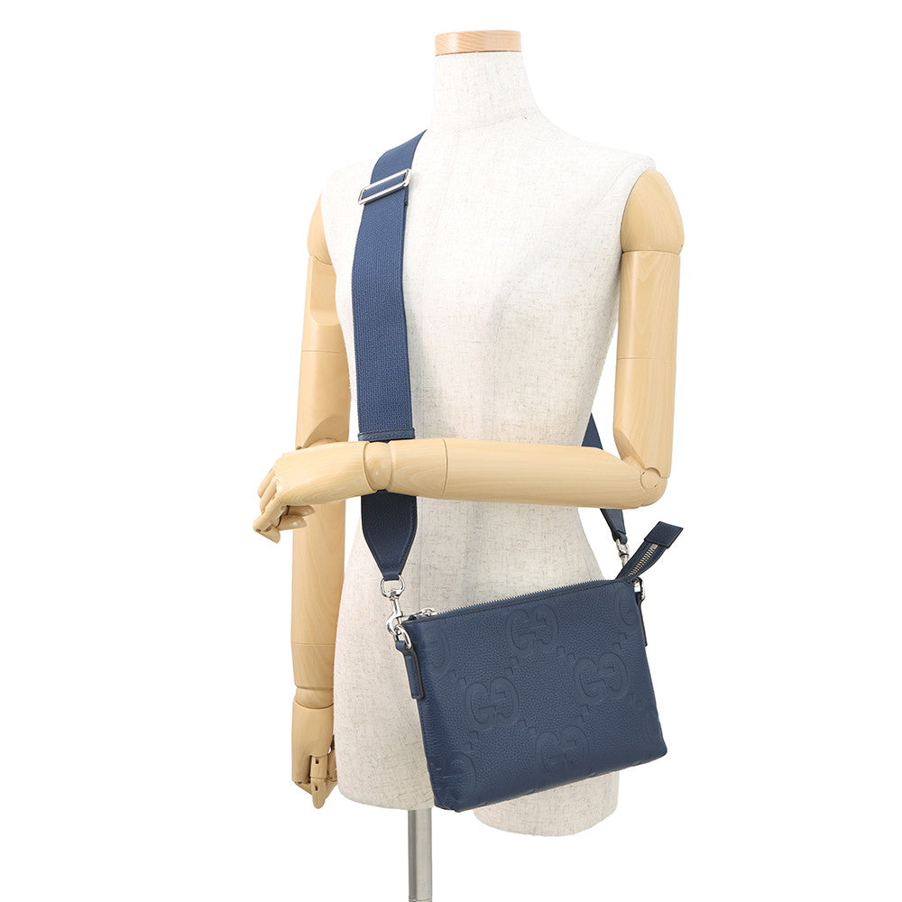 GUCCI jumbo GG messenger bag Navy761747 Leather Size Small