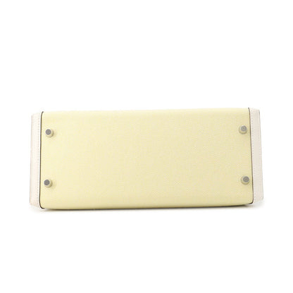 HERMES Kelly Sellier Nata / Jaune Citron Toile H Swift Leather Size 28
