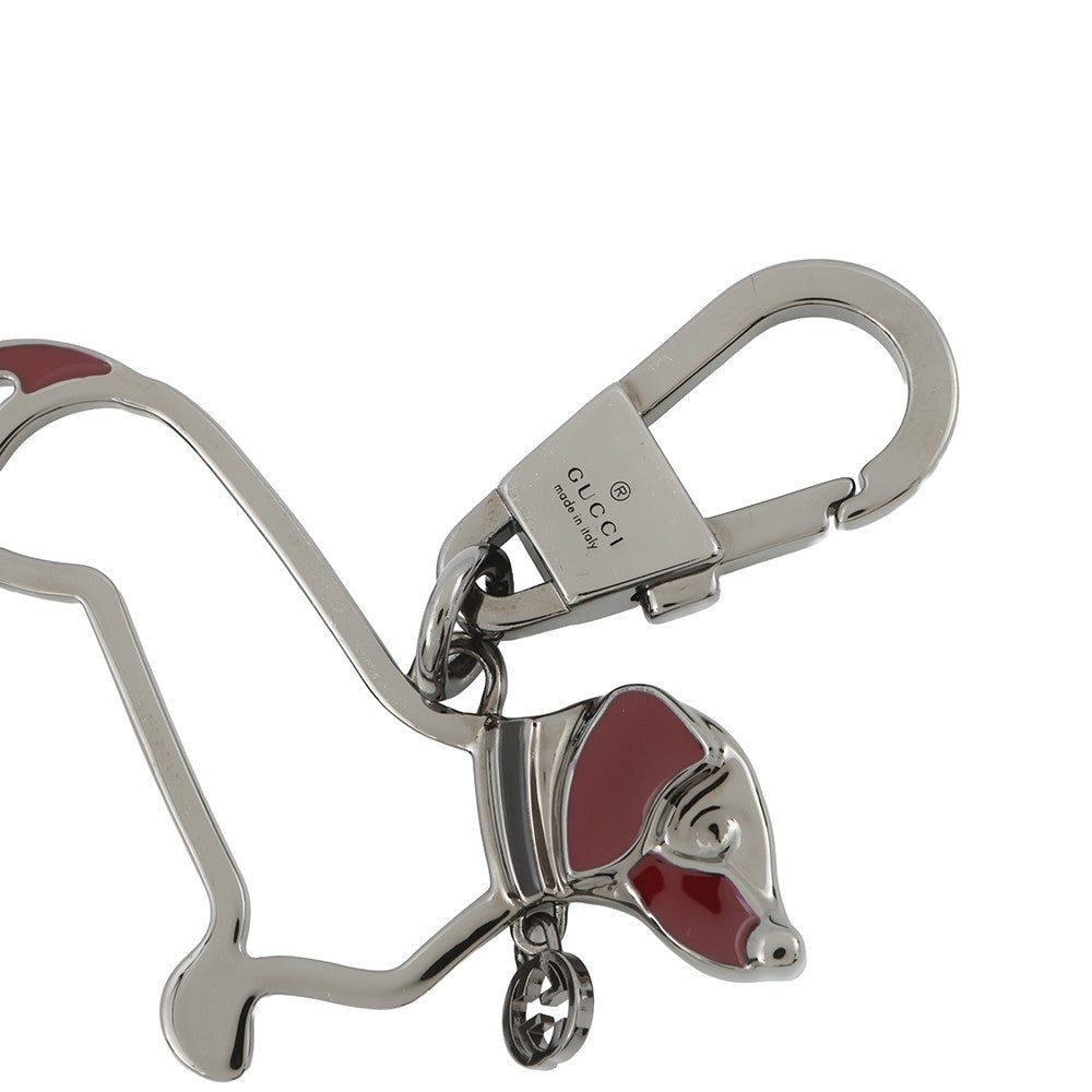 GUCCI Interlocking G Dog Key Chain Black/Red817294 Metal
