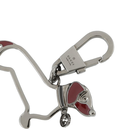 GUCCI Interlocking G Dog Key Chain Black/Red817294 Metal