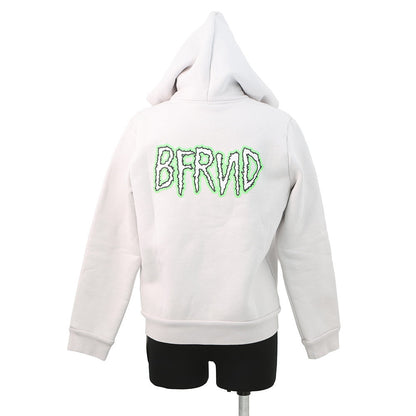 BALENCIAGA BFRND Small Zip-Up Hoodie Size L Light Gray788243 Cotton98% Polyurethane2%