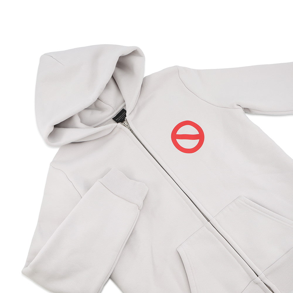 BALENCIAGA BFRND Small Zip-Up Hoodie Size L Light Gray788243 Cotton98% Polyurethane2%