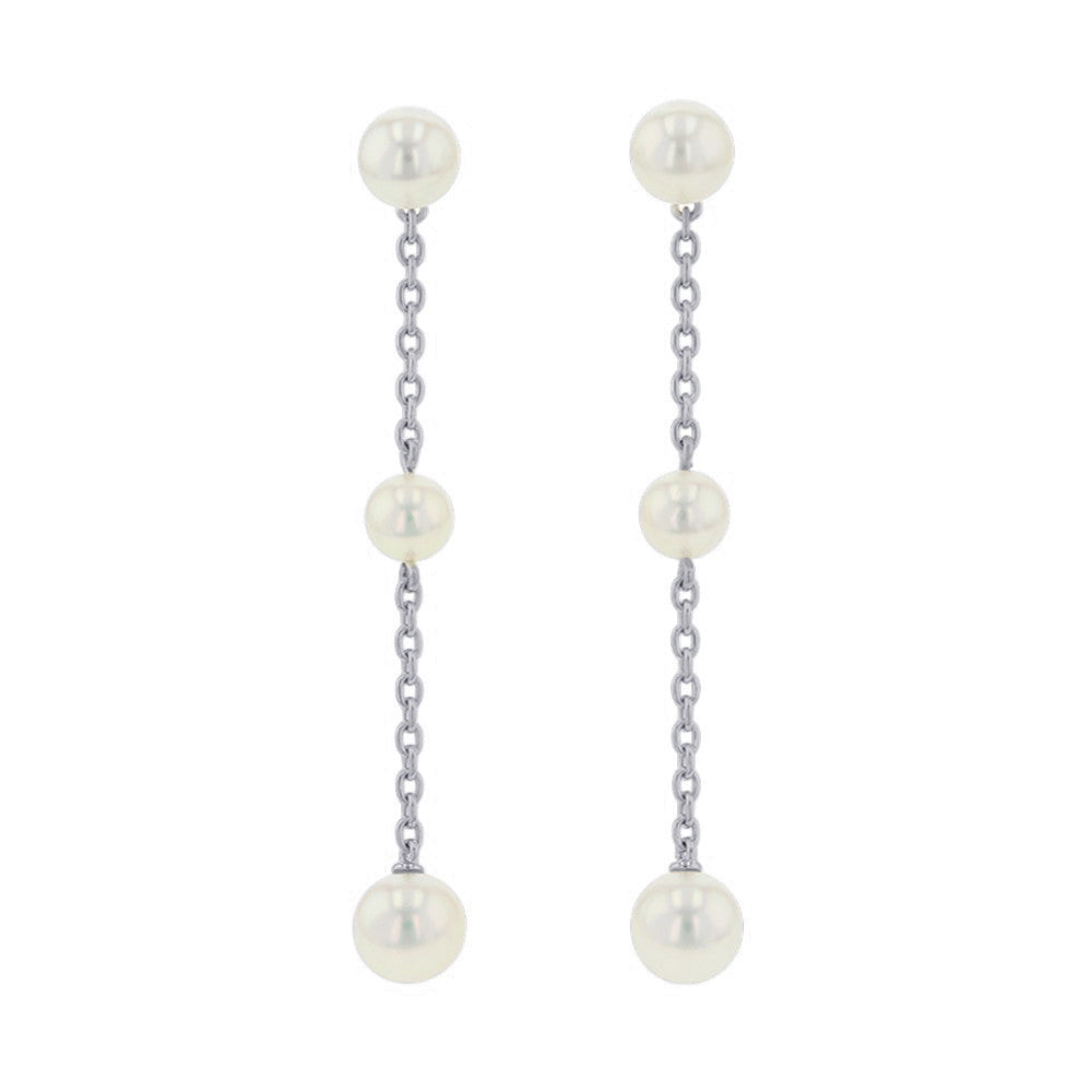 MIKIMOTO Pearl Chain Earrings 18K White Gold