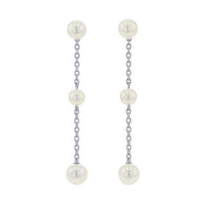 MIKIMOTO Pearl Chain Earrings 18K White Gold