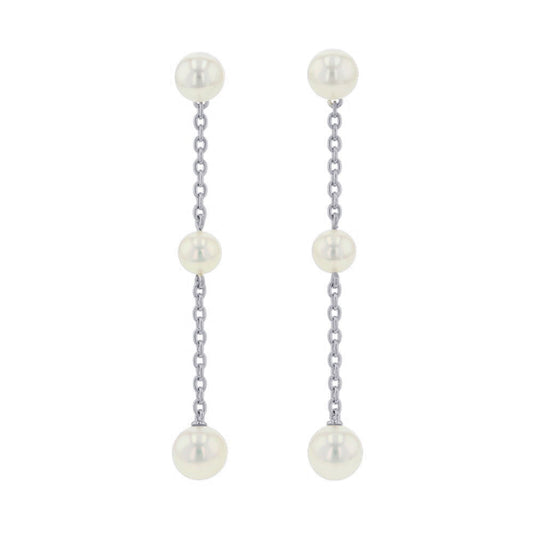 MIKIMOTO Pearl Chain Earrings 18K White Gold