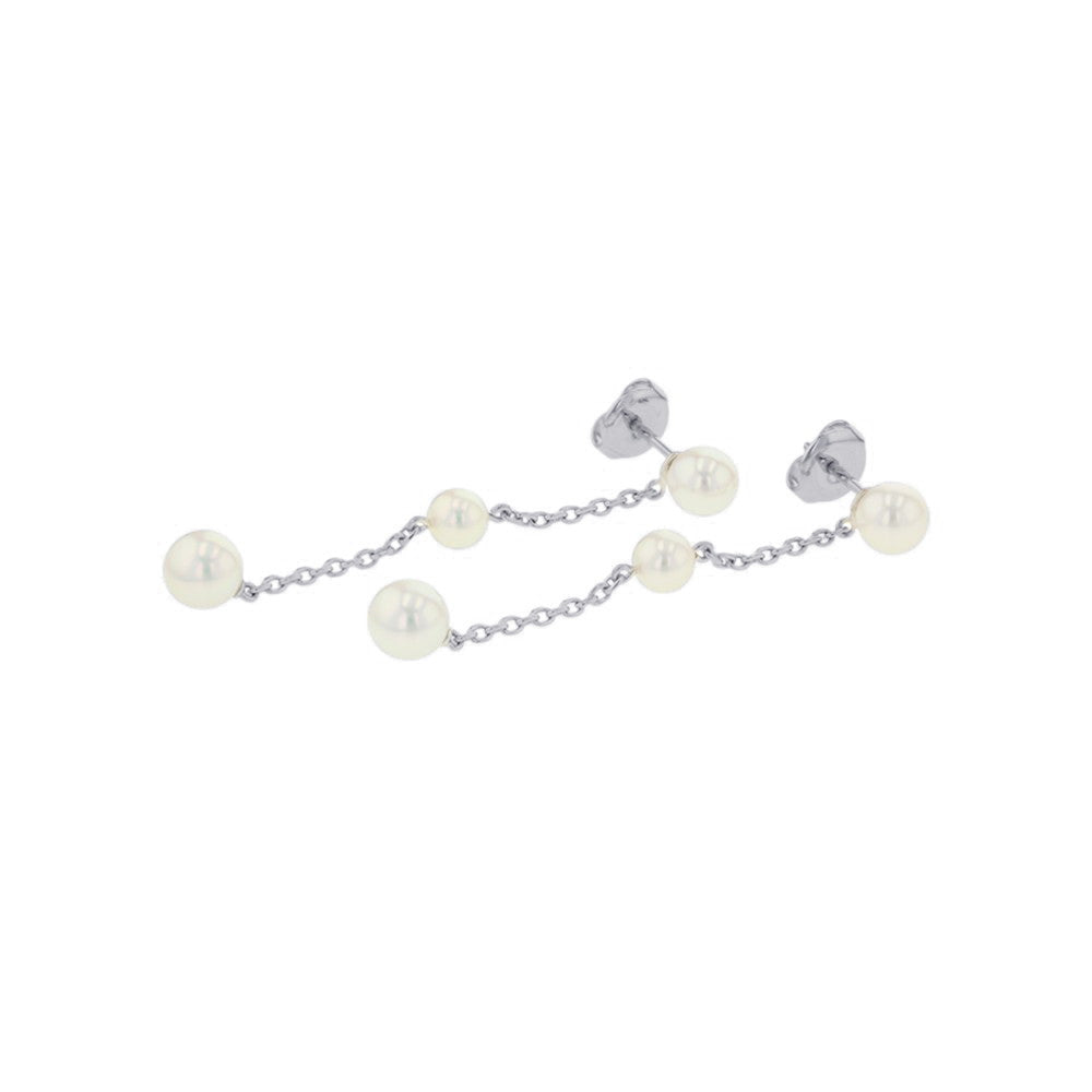MIKIMOTO Pearl Chain Earrings 18K White Gold