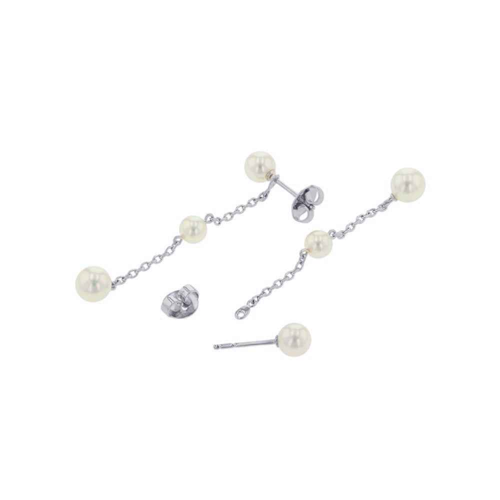 MIKIMOTO Pearl Chain Earrings 18K White Gold