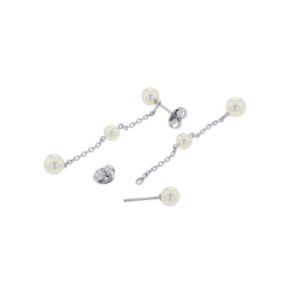 MIKIMOTO Pearl Chain Earrings 18K White Gold