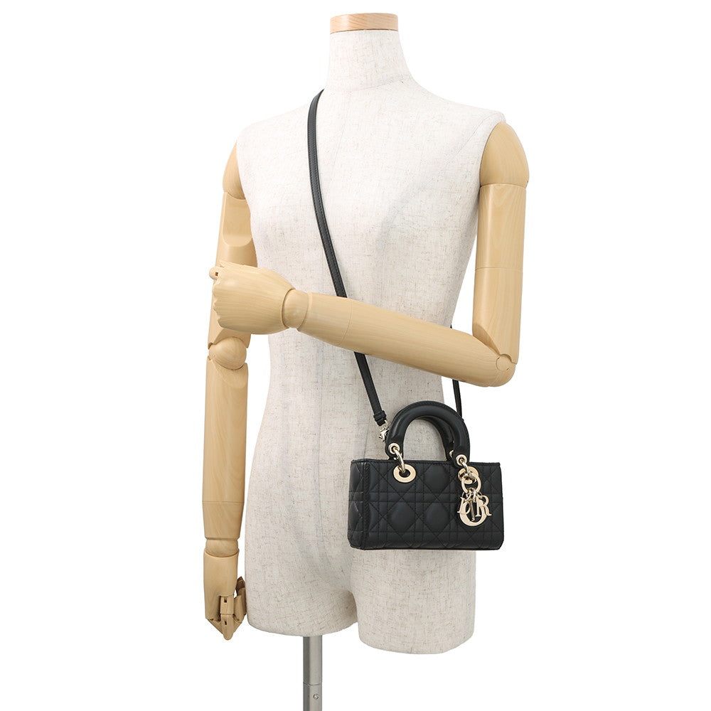 Dior Lady D-Joy Cannage 3-way Bag BlackS0910ONGE Lambskin Size micro