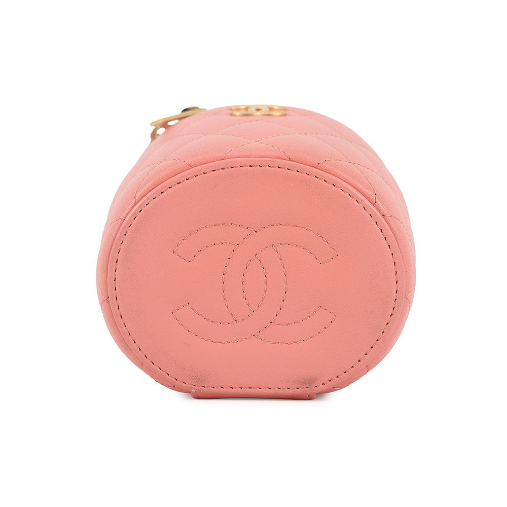 CHANEL Vanity Top Handle ChainShoulder Bag Pink Lambskin Size Mini