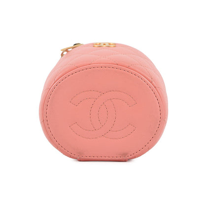 CHANEL Vanity Top Handle ChainShoulder Bag Pink Lambskin Size Mini