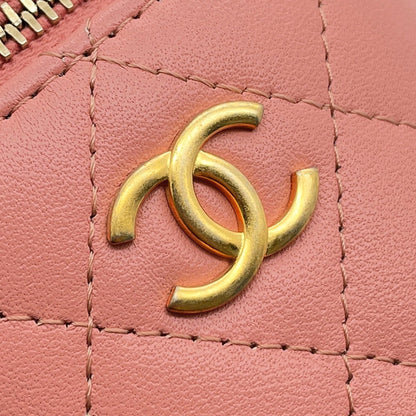 CHANEL Vanity Top Handle ChainShoulder Bag Pink Lambskin Size Mini