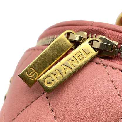 CHANEL Vanity Top Handle ChainShoulder Bag Pink Lambskin Size Mini