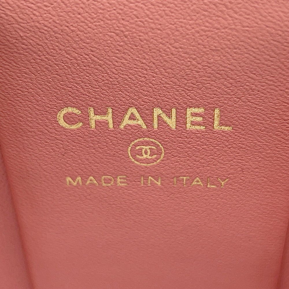 CHANEL Vanity Top Handle ChainShoulder Bag Pink Lambskin Size Mini
