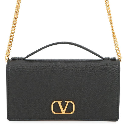 Valentino Garavani V Logo Signature Chain Wallet Black7W0P0W42SNP Calf Leather