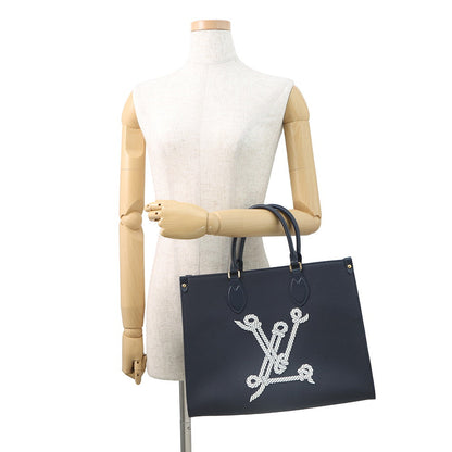 LOUIS VUITTON Onthego MM NavyM24834 Grained Calf Leather Sailor's Knot Nautical Size MM