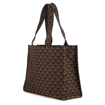PRADA Triangle Jacquard Tote Bag Brown/Black2VG106 Canvas Leather