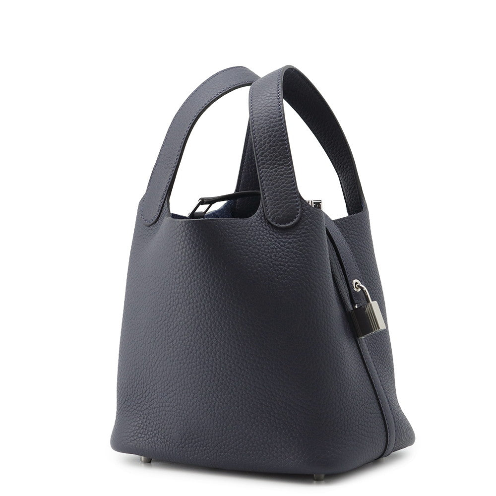 HERMES Picotin Lock Blue Nuit Taurillon Clemence Size PM