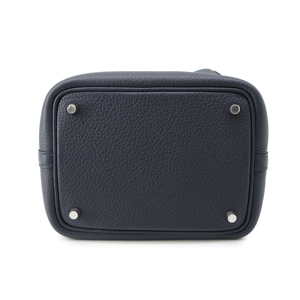 HERMES Picotin Lock Blue Nuit Taurillon Clemence Size PM