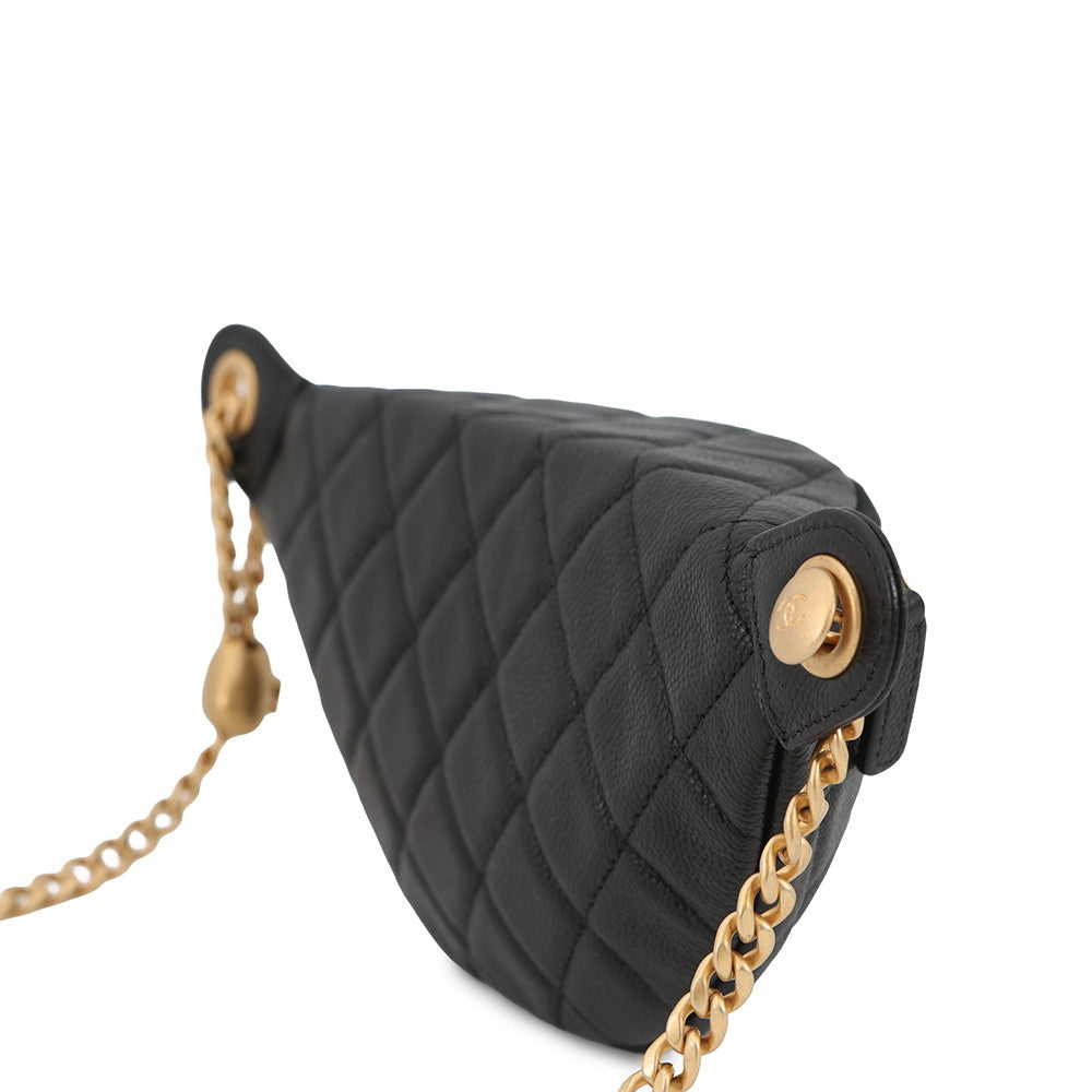 CHANEL Matelasse CC Logo Heart Chain Crossbody Bag BlackAP3761 Caviar Leather