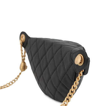 CHANEL Matelasse CC Logo Heart Chain Crossbody Bag BlackAP3761 Caviar Leather