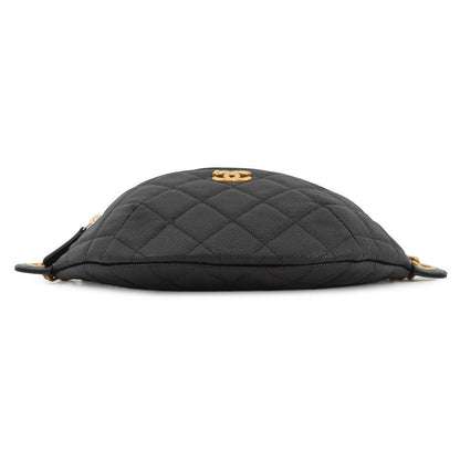 CHANEL Matelasse CC Logo Heart Chain Crossbody Bag BlackAP3761 Caviar Leather