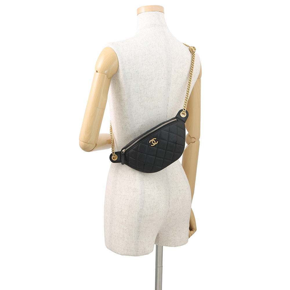 CHANEL Matelasse CC Logo Heart Chain Crossbody Bag BlackAP3761 Caviar Leather