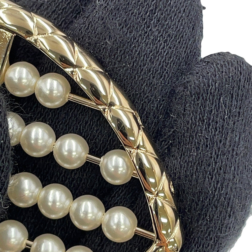 CHANEL Heart Brooch GoldABG046 Gold Plated Faux Pearl Rhinestone