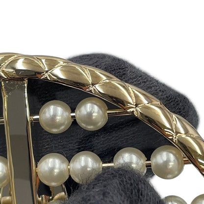CHANEL Heart Brooch GoldABG046 Gold Plated Faux Pearl Rhinestone
