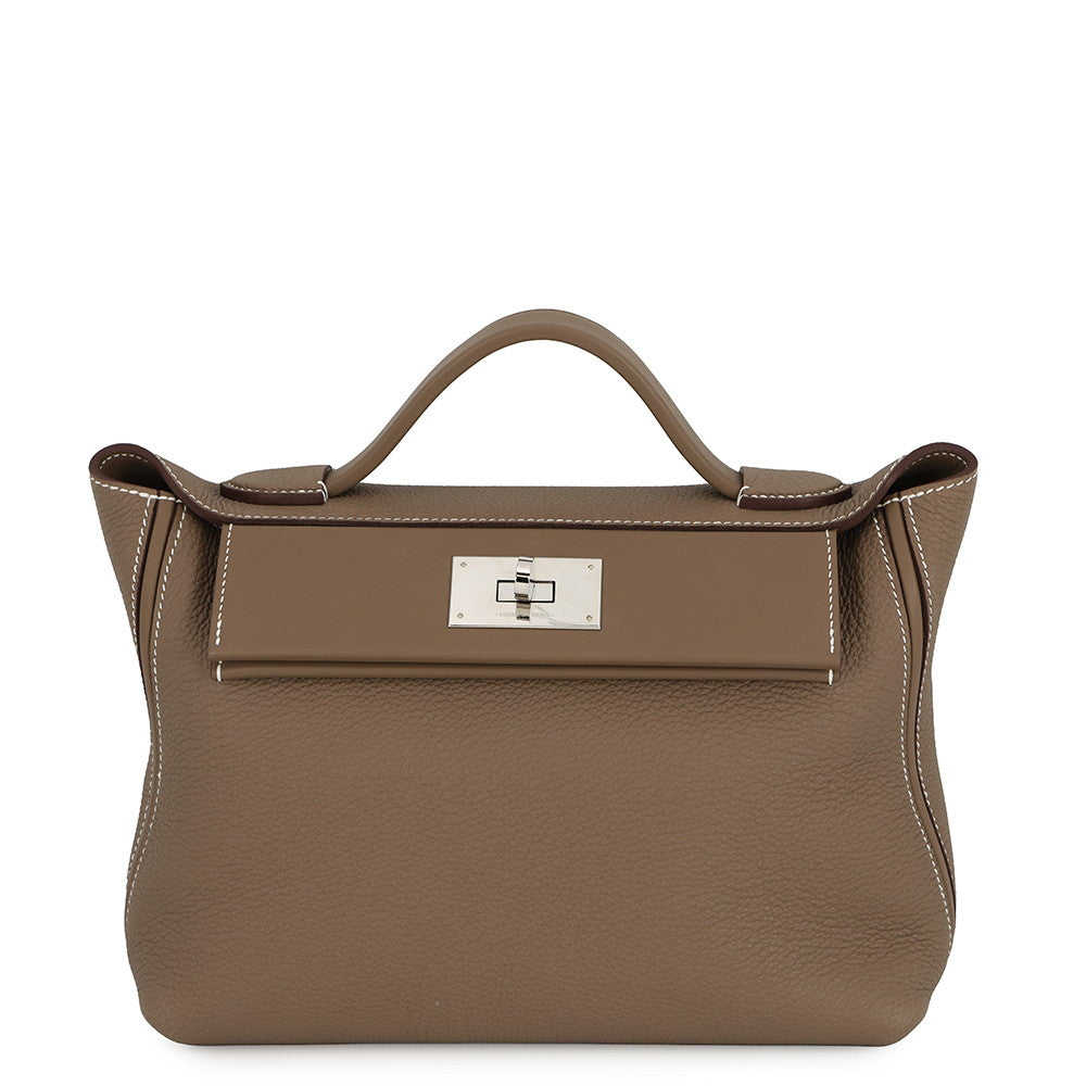 HERMES 24/24 Sac Van Quatre Etoupe Togo Leather Swift Leather Size 29