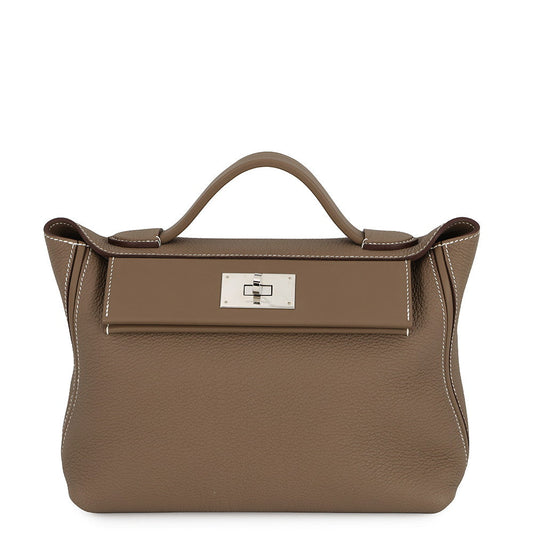 HERMES 24/24 Sac Van Quatre Etoupe Togo Leather Swift Leather Size 29
